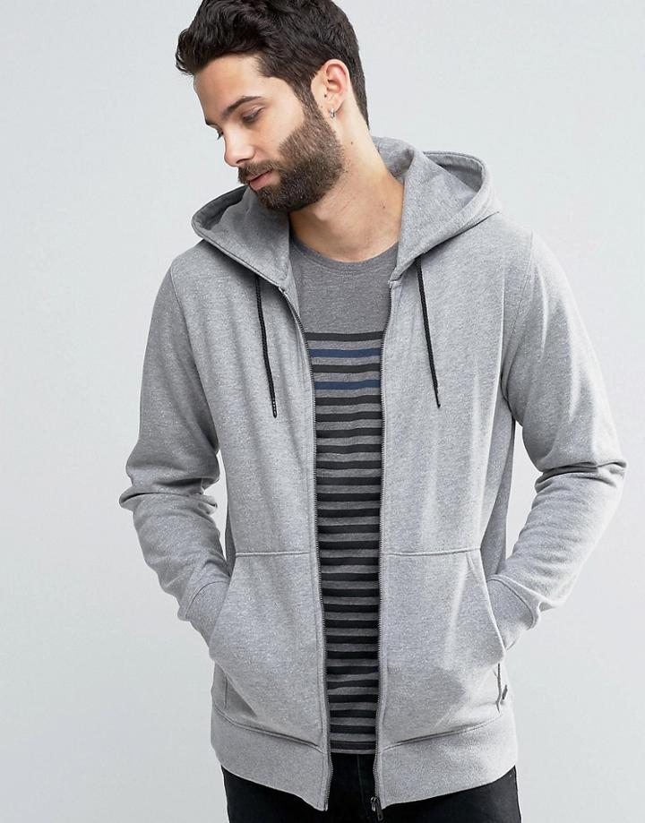 Only & Sons Zip Through Flecked Jersey Sweater - Gray