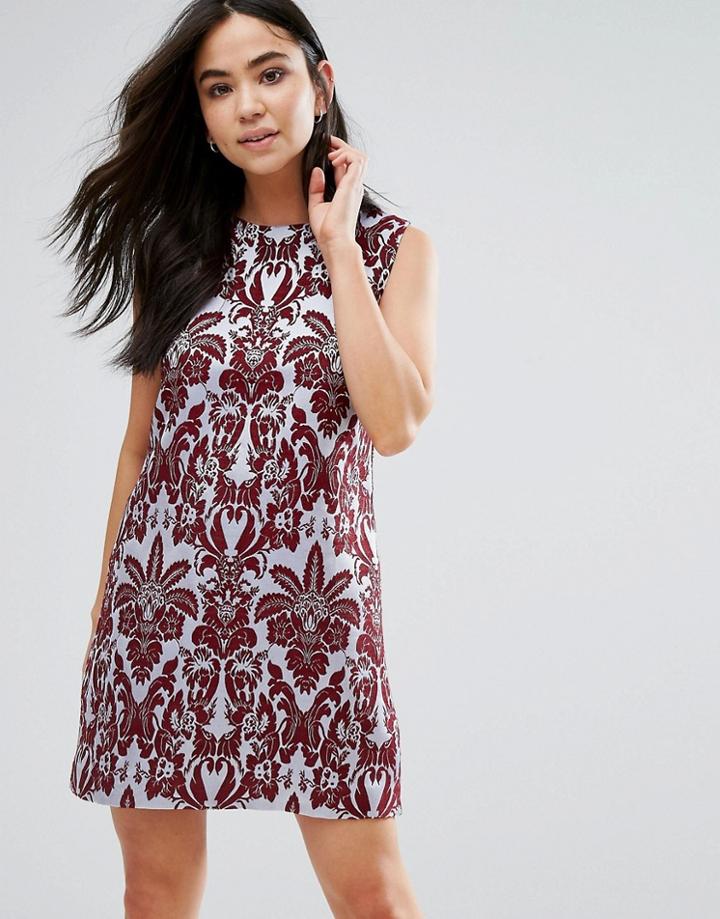 The English Factory Jaquard Sleeveless A Line Dress - Red