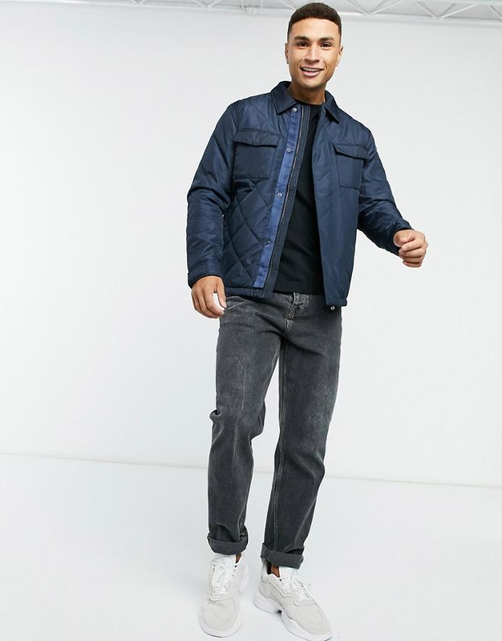 Selected Homme Quilted Coat In Navy