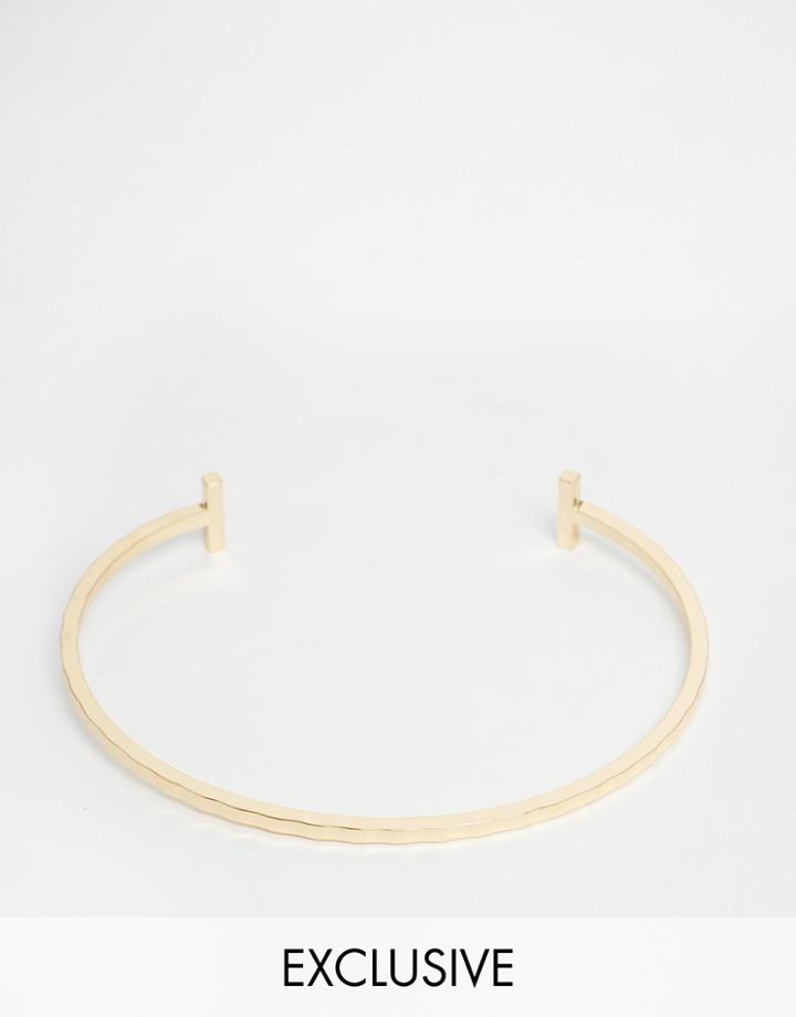 Reclaimed Vintage Metal Bangle Bracelet - Gold