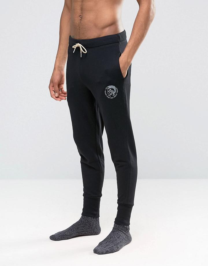Diesel Cuffed Joggers With Logo - Black