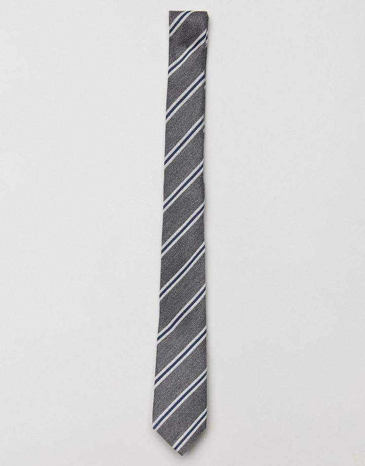 Asos Stripe Tie In Gray - Gray
