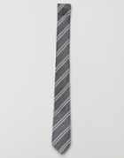 Asos Stripe Tie In Gray - Gray