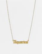 Designb London Aquarius Star Sign Stainless Steel Necklace In Gold