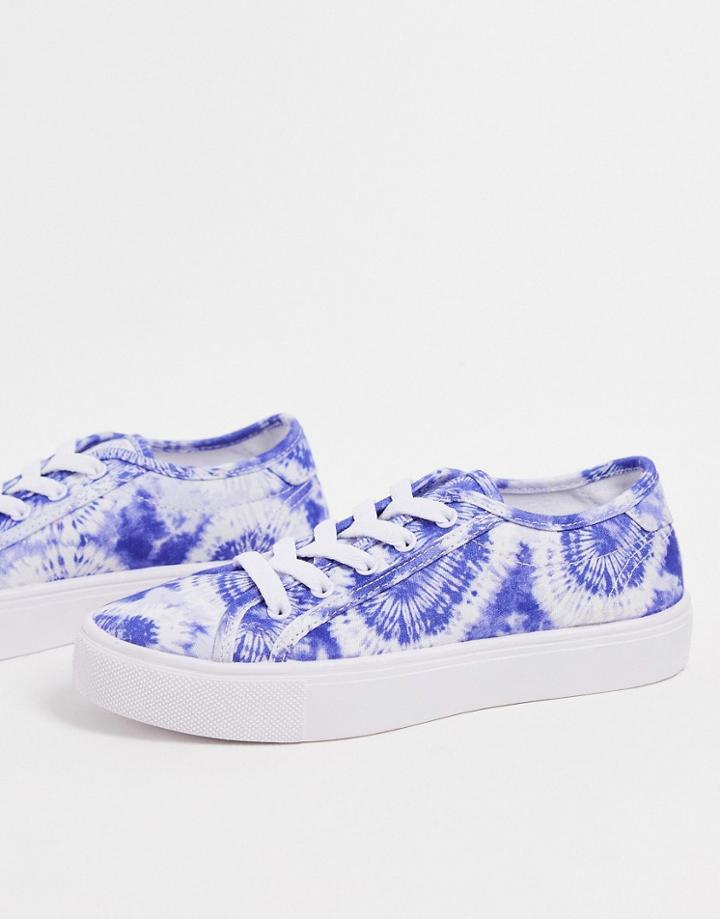 Asos Design Dizzy Lace Up Sneakers In Heart Tie Dye-multi