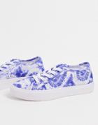 Asos Design Dizzy Lace Up Sneakers In Heart Tie Dye-multi