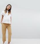 Asos Design Maternity Canvas Cargo Pants In Sand With Under The Bump Waistband - Clear