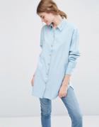 Asos Soft Twill Oversized Shirt - Chambray