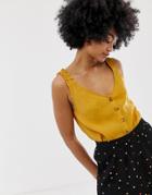 Gestuz Arienne Top With Frill And Button Front-yellow