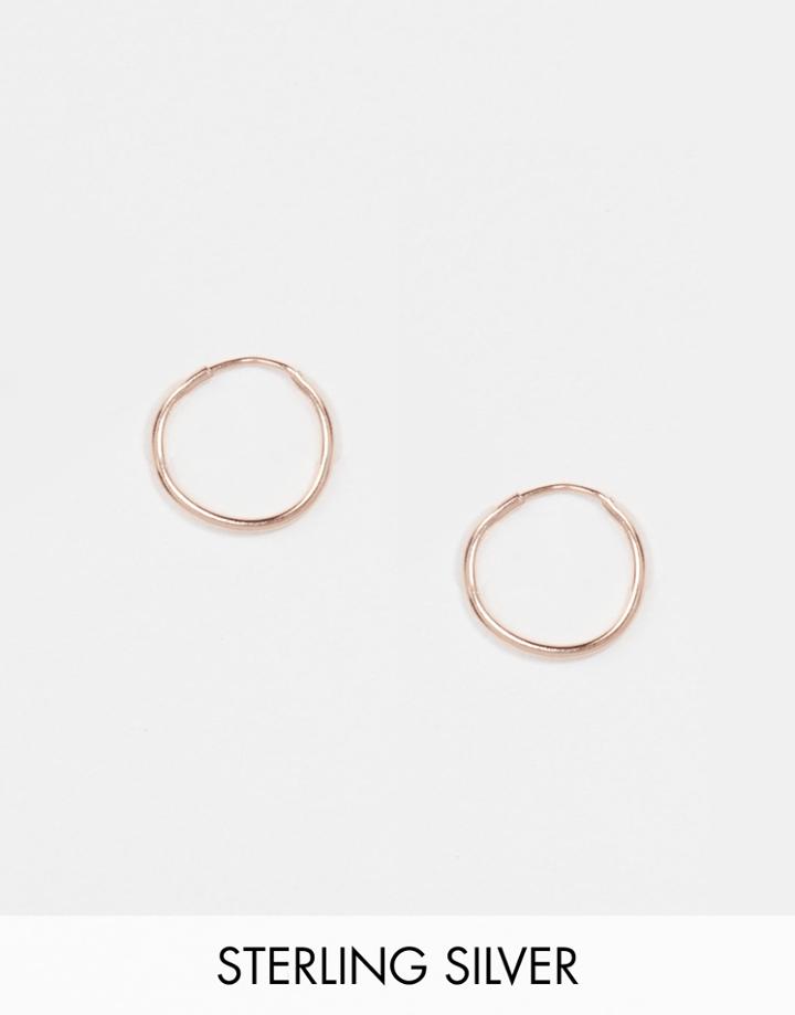 Asos Rose Gold Plated Sterling Silver 9mm Hoop Earrings - Rose Gold