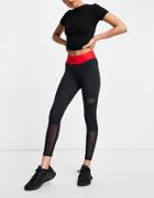 Reebok X Cardi B Mesh Insert Logo Leggings In Black