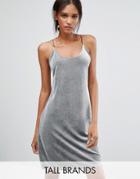Vero Moda Tall Velvet Rib Cami Dress - Silver