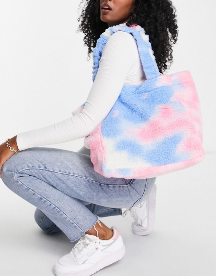 My Accessories Slouchy Shopper Bag In Tie-dye Teddy-multi
