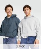 Asos Design Oversized Hoodie In Light Gray & Dark Gray 2 Pack-multi