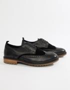 Silver Street Brogue Suede Lace Up Shoe In Black - Black