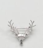 Designb Stag Brooch In Sterling Silver Exclusive To Asos - Silver