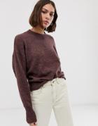 Ichi High Neck Sweater-brown