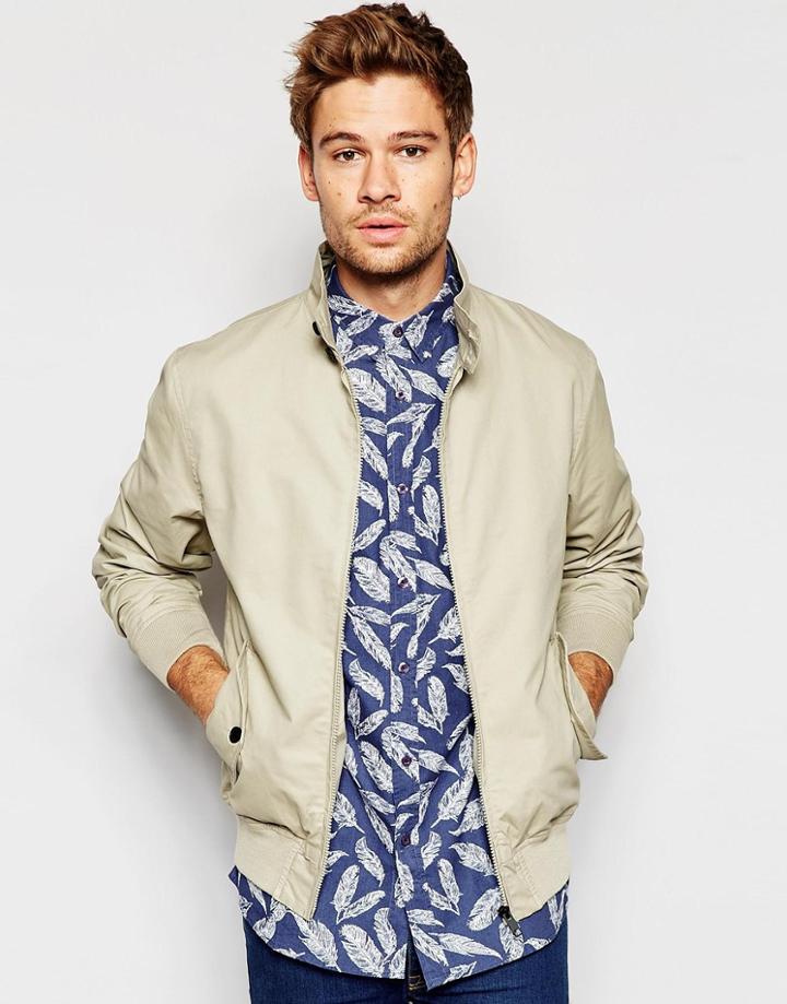 Brave Soul Cotton Harrington Jacket - Beige