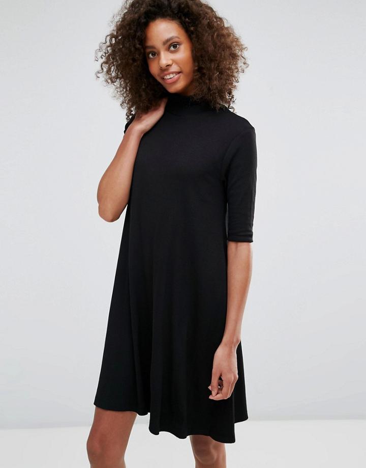 Vila High Neck Swing Dress - Black
