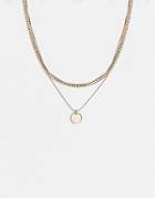 Topshop Multirow Necklace With Circle Pendant In Gold