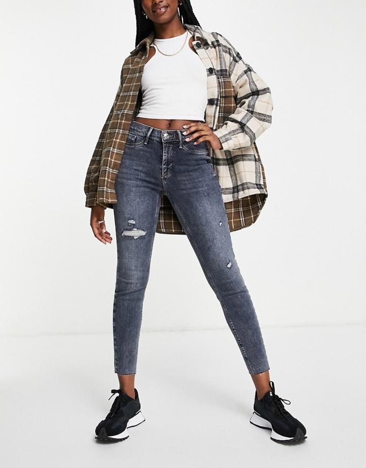 River Island Molly Mid Rise Skinny Jeans In Dark Denim-blues