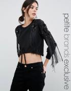 Starry Eyed Petite Crop Sweatshirt With Beaded Sleeve Detail And Tie W