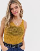 Jdy Crochet Sweater Vest - Yellow