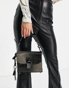 Steve Madden Besther Padlock Cross-body Bag In Black Croc