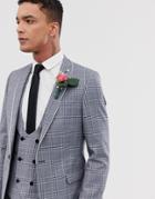 Twisted Tailor Egnew Super Skinny Suit Jacket In Gray Check