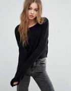 John & Jenn Dahlia Central Seam Cropped Sweater - Black