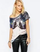 Religion Oversized Boyfriend T-shirt With Tropical Parrot Print - Multi