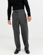 Asos Design Wide Leg Smart Pants In Charcoal Cross Hatch-gray