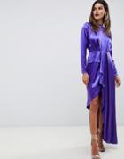 Asos Edition Asymmetric Soft Cocktail Dress - Purple