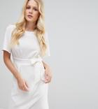 Closet Tie Front Dress With Kimono Sleeve - White