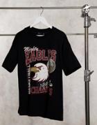 Asos Design Oversized T-shirt With Vintage Eagle Varsity Print-grey