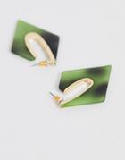 Asos Design Hoop Earrings In Triangle Resin Design - Gold