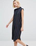 Selected Louay Sleeveless Stripe Shirt Dress - Navy