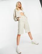 Asos Design Tailored Clean Suit Mom Shorts In Ecru-white