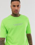 Bershka T-shirt With Chest Print In Green
