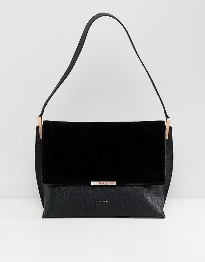 Ted Baker Bar Detail Leather Shoulder Bag - Black