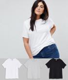 Asos Curve Ultimate T-shirt With Crew Neck 3 Pack - Multi