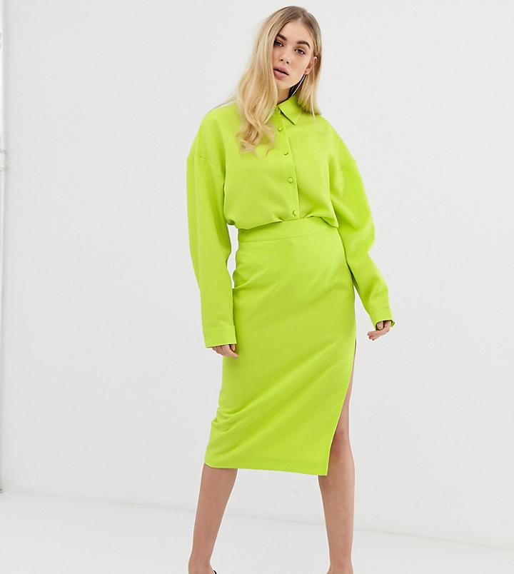 Unique21 Midi Skirt With Split Two-piece - Green