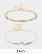 Ashiana 2 Pack Chain And Snake Bracelet In Gold