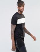 Kubban Denim Side Zp Drapey Longline T-shirt - Black