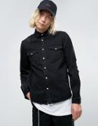 Asos Oversized Heavily Distressed Denim 13.5oz Western Shirt In Black - Black