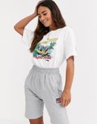 Daisy Street Relaxed T-shirt With Vintage Clavey Falls Print-beige