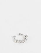 Asos Design Faux Nose Ring With Crystal Design-silver