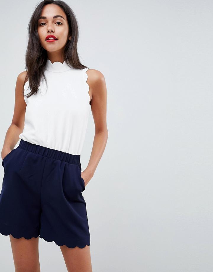 Ted Baker High Neck Scalloped Romper - Navy