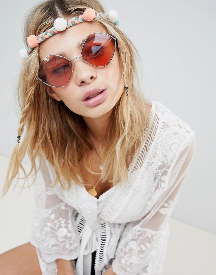 Asos Design Pastel Plaited Pom Headband - Multi
