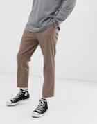 Asos Design Pleated Tapered Crop Smart Pants In Mushroom-gray
